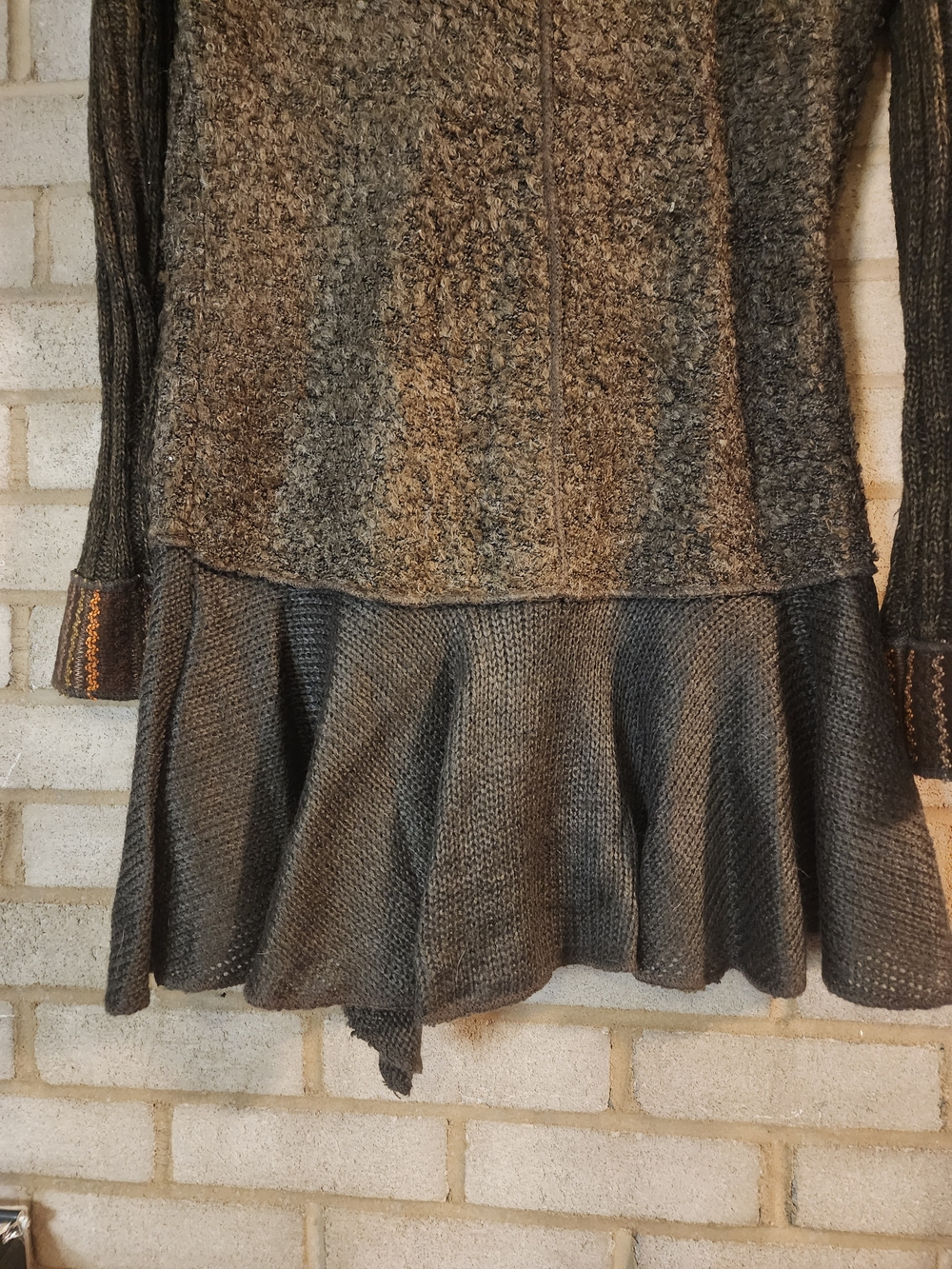Liquid by Sioni Boho Patchwork Knit Cardigan Jacket in Brown & Tan - Picture 12 of 14